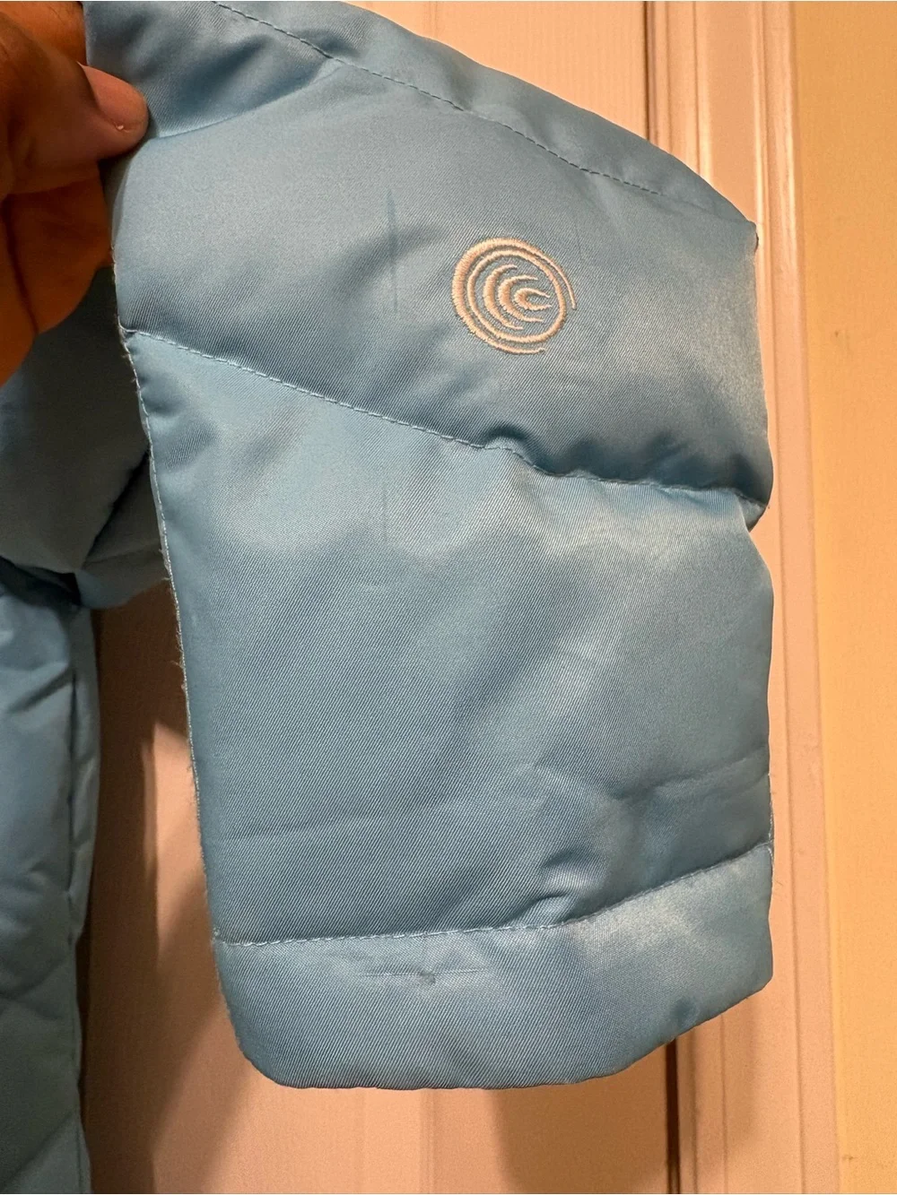 Columbia Kids Sky Blue Winter Hooded Puffer with Faux Fur Trim 14-16 Youth